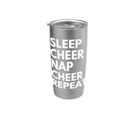 Sleep Nap Cheer Repeat Cheerleader Cheerleader Cheerleading Amante Bicchiere termico in acciaio inox doppia parete