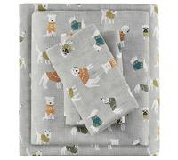 Sleep Philosophy True North by Cozy Flanella 100% Cotone Ultra Morbido Freddo Set Lenzuola, Regina, Cani Grigio