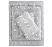 Sleep Philosophy, True North, Set di biancheria da letto in 100% flanella di cotone caldo, con stampa di animali e stelle, ultra morbido, per il freddo, per letto king size, 4 pezzi