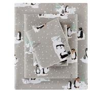 Sleep Philosophy True North - Set di biancheria da letto in flanella calda, 100% cotone, con stampa di animali e stelle, ultra morbido, per il freddo, 3 pezzi, motivo: pinguini grigi