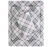 SLEEP PHILOSOPHY True North - Set di biancheria da letto in flanella calda 100% cotone, con stampa di animali e stelle, ultra morbido, per letto matrimoniale, motivo scozzese rosso, 3 pezzi