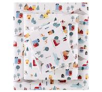 Sleep Philosophy, True North, Set di lenzuola in flanella di cotone al 100%, per letto king size, accoglienti lenzuola in flanella spazzolata per una maggiore morbidezza, con stampa, calde e pesanti