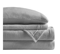 Sleep Philosophy True North - Set di lenzuola in peluche Soloft, resistenti alle pieghe, calde e morbide, con tasca profonda 35,6 cm, accogliente, con federa coordinata, colore grigio, 4 pezzi