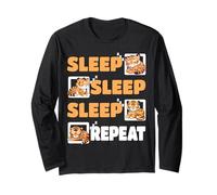 Sleep Sleep Sleep Repeat Cute Sleeping Tiger Pigiama Maglia a Manica