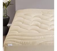 SLEEP ZONE Cooling, Coprimaterasso per letto queen size, di alta qualità, imbottito, traspirante, lavabile, con tasca profonda da 20,3 a 53,3 cm (beige, queen)