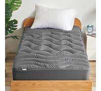 SLEEP ZONE Coprimaterasso extra lungo per letto singolo, rinfrescante, di alta qualità, con zone fresche, coprimaterasso imbottito, traspirante, lavabile, con tasca profonda da 20,3 a 53,3 cm (grigio,