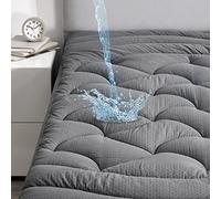 SLEEP ZONE Coprimaterasso impermeabile per letto singolo, coprimaterasso trapuntato con tasca profonda elastica (grigio, doppio)