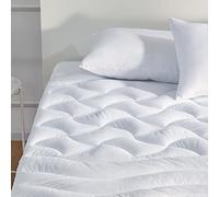 SLEEP ZONE Coprimaterasso rinfrescante per letto matrimoniale, coprimaterasso trapuntato a zone di alta qualità, lavabile in lavatrice, resistente, con tasca profonda da 20,3 a 53,3 cm (bianco,