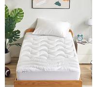 SLEEP ZONE Coprimaterasso rinfrescante per letto singolo, trapuntato di alta qualità, con angoli, lavabile in lavatrice, resistente, con tasca profonda da 20,3 a 53,3 cm (bianco, doppio)