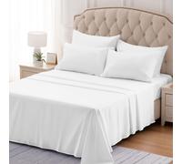 SLEEP ZONE Nanotex Super Soft Cooling Bed Sheets Set Cal King 4 Piece Easy Care Fitted Flat Sheet Pillowcase Sets Wrinkle