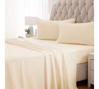 SLEEP ZONE Nanotex Super Soft Cooling Full Size Bed Sheets Set 4 Piece Easy Care Fitted Flat Sheet Pillowcase Sets Wrinkle