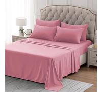 SLEEP ZONE Nanotex Super Soft Cooling King Bed Sheets Set 4 Piece Easy Care Fitted Flat Sheet Pillowcase Sets Wrinkle Free