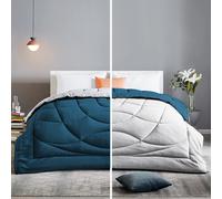 SLEEP ZONE Reversible Queen Size Cooling Comforter, Soft Breathable Bedding Down Alternative Comforter Warm for All Seasons, A Side Teal + B Side Gre