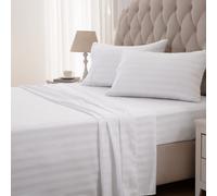 SLEEP ZONE Striped Cooling Sheets Set Full Size Fitted Flat Sheet Pillowcase Sets 4 Piece Super Soft Stripe Bed Sheet Eas