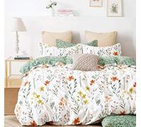 SLEEPBELLA Set copripiumino in cotone 600 fili (doppio, bianco e verde floreale)