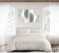 Sleepdown 5.05624E+12 - Set di biancheria da letto con copripiumino e federe, motivo geometrico con arco, colore: champagne naturale, morbido e facile da pulire, per letto singolo (135 x 200 cm)