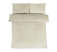 Sleepdown 5056242736301 Set di Biancheria Copripiumino e federe, in Pile Orsetto, Termico, Caldo e Confortevole, Super Morbido, per Letto Matrimoniale, Colore: Pietra, Poliestere, Doppio