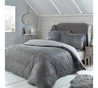 Sleepdown 5056242740926 Set copripiumino, pile, grigio, king size