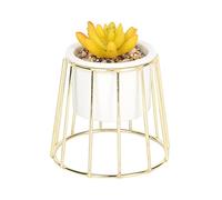 Sleepdown Halo Ocra Succulente Artificiale Faux Pianta Oro Gabbia Stand per Home Office Bagno Decor Decorazione Interna Estetica