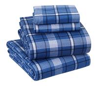 Sleepdown Lenzuola per letto queen size, in 100% flanella di cotone, super morbide, pesanti, per letto matrimoniale spazzolato, anti-pelucchi, con tasca profonda 40,6 cm, 2 tasche laterali (queen