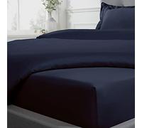 Sleepdown Lenzuolo con angoli in 100% rasatello di cotone, morbido e accogliente, 40 cm, extra profondo, 300 fili, biancheria da letto di lusso, colore: blu navy, super king, 5056242826118