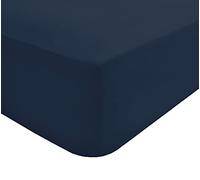 Sleepdown Lenzuolo con angoli in policotone, di facile manutenzione, non si stira, super morbido, con tasca profonda, biancheria da letto, matrimoniale, blu navy, 25 cm