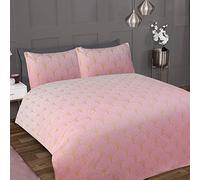 Sleepdown Ombre - Set di biancheria da letto con copripiumino e federe, con motivo a smerlo metallizzato, morbido, facile da pulire, per letto super king size (260 x 220 cm), in poliestere