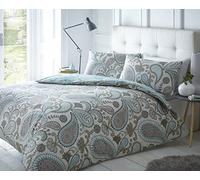 Sleepdown Paisley Teal Set Copripiumino, Foglia di t, Super King