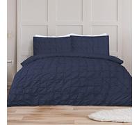 Sleepdown Set con Copripiumino, Colore Blu Navy, Motivo Geometrico Increspato, Facile da Pulire, Morbido e Comodo, per Letto Matrimoniale, 200 x 200 cm, Colore: Blu Navy