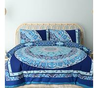 Sleepdown - Set con copripiumino e federe, reversibile, morbido, facile da pulire, colore: blu, motivo cachemire a mandala geometrico, king size, 220 x 230 cm