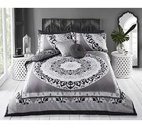 Sleepdown Set con copripiumino matrimoniale reversibile Facile da pulire, design in cotone super morbido. Copripiumino con motivo cachemire nero e grigio. Dimensioni 220 x 260 cm + 2 federe abbinate.