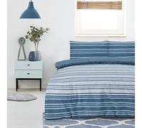 Sleepdown Set copripiumino reversibile, motivo a righe, facile da pulire, morbido e comodo, con federe, per letto matrimoniale (200 x 200 cm)