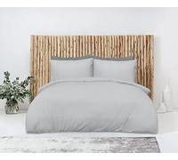 Sleepdown Set di biancheria da letto con copripiumino e federe, 100% bambù, tinta unita, colore grigio, morbido e facile da pulire, king size (230 x 220 cm)