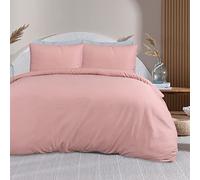 Sleepdown Set di biancheria da letto con copripiumino e federe, 100% bambù, tinta unita, colore rosa cipria, biologico, morbido e facile da pulire, matrimoniale (200 x 200 cm, 5056242894995
