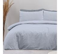 Sleepdown Set di biancheria da letto con copripiumino e federe, 100% puro cotone, tinta unita, colore: grigio, morbido e facile da pulire, king size (230 x 200 cm)