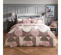Sleepdown Set di biancheria da letto con copripiumino e federe, in finta pelliccia, caldo, caldo e super morbido, per letto matrimoniale (200 x 200 cm), colore: rosa cipria, poliestere