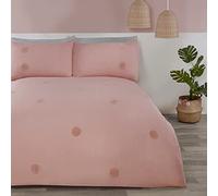 Sleepdown Set di biancheria da letto con copripiumino ricamato a pois e cerchi rosa cipria, lussuoso, morbido e facile da pulire, con federe, per letto matrimoniale (200 x 200 cm), 5056242836025