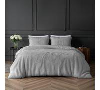 Sleepdown Set di biancheria da letto in pile di lusso a pelo lungo in finta pelliccia argentata, super morbido e facile da pulire, con federe per letto king size (220 cm x 230 cm)