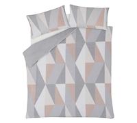 Sleepdown Set di biancheria da letto in pile Teddy con motivo geometrico, caldo e super morbido, trapuntato, con federe, rosa cipria, per letto matrimoniale (200 x 200 cm)