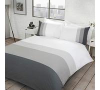 Sleepdown Set di biancheria da letto reversibile con copripiumino e federe, colore grigio, per letto super king size (220 x 260 cm), misto cotone