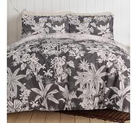 Sleepdown Set di biancheria da letto reversibile con copripiumino e federe, per letto super king size (260 x 200 cm) con motivo scimmia tropicale, colore: nero