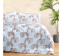 Sleepdown Set di biancheria da letto reversibile, morbido, facile da pulire, con federa, motivo cachemire, con elefante, color ruggine, per letto singolo (135 x 200 cm)