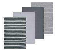 Sleepdown Strofinacci in 100% cotone mezzo panama con stampa a righe testurizzate, super assorbenti, di lusso, qualità alberghiera, confezione da 4, colore grigio, 46 x 65 cm
