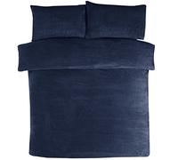 Sleepdown Teddy Fleece Navy Caldo Caldo Caldo Confortevole Copripiumino Super Morbido Set di Biancheria da Letto con Federa-Matrimoniale (200 cm x 200 cm), Poliestere