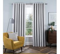 Sleepdown Tende oscuranti foderate con occhielli, effetto lino, isolamento termico, per camera da letto e soggiorno, 117 x 137 cm, colore: argento