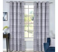 Sleepdown Tende termoisolanti con occhielli, stampate, a quadri, per camera da letto e soggiorno, 117 x 183 cm, colore: grigio, 2 pannelli