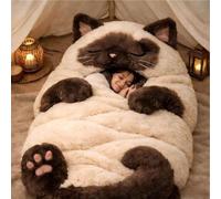 Sleeping Bag | 175x80cm Warm Cute Cat Washable | Sleeping Bags For Adults Cold Weather | For Indoor Home Bedroom Living Room Apartment Dorm Hotel Birthday Housewarming