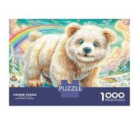 Sleeping Bear Jigsaw Puzzles for Adults The Impossible Challenge 1000 Pieces Teddy Bear Rainbow Floral Meadow Difficult Hard Jigsaw Puzzles for Man And Woman with Letters on Back 70x50cm/1000pcs