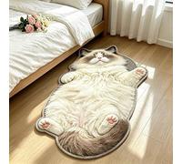 Sleeping Cat Fun Rug Floor Mat,Absorbent Quick-Dry Non-Slip Cat Shaped Carpet,Soft Plush Cute Sleeping Cats Pattern Area Rug,for Living Room Bedroom Entryway Kitchen Home Decor