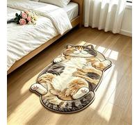 Sleeping Cat Fun Rug Floor Mat,Absorbent Quick-Dry Non-Slip Cat Shaped Carpet,Soft Plush Cute Sleeping Cats Pattern Area Rug,for Living Room Bedroom Entryway Kitchen Home Decor